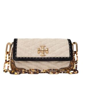 Tory Burch small Kira mixed-media shoulder bag cream & black Like new